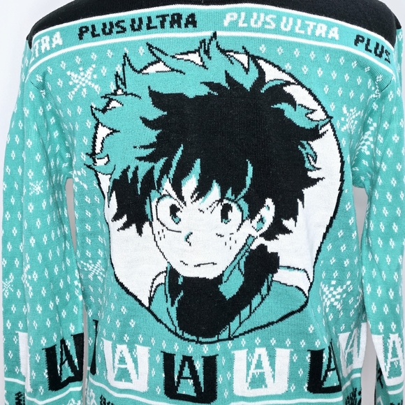 My Hero Academia - Plus Ultra Deku Izuku Midoriya Ugly Christmas Sweater Size Sm - Picture 3 of 8